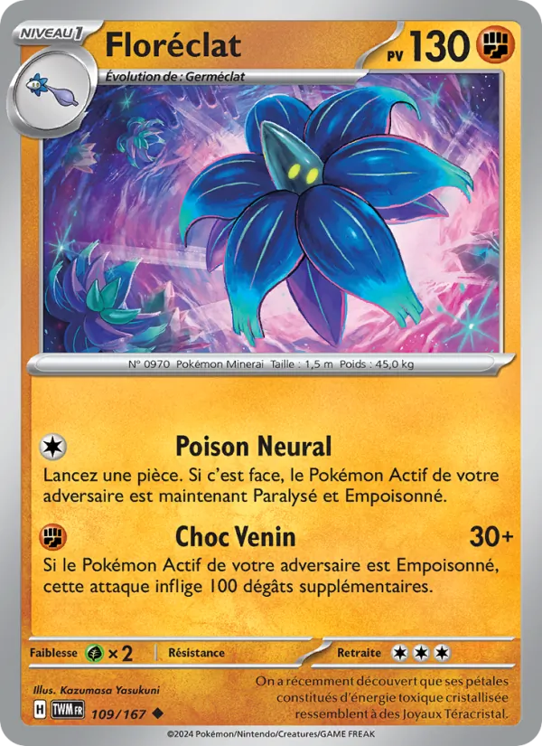 Carte Pokémon Floréclat 109/167 de l'extension Mascarade Crépusculaire