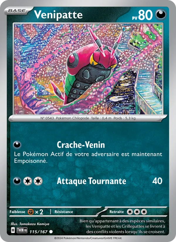 Carte Pokémon Venipatte 115/167 de l'extension Mascarade Crépusculaire