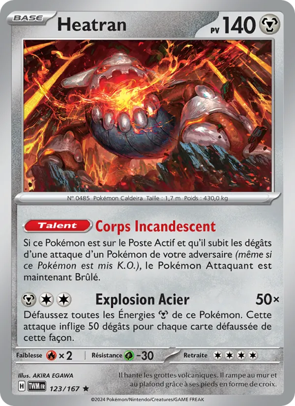 Carte Pokémon Heatran 123/167 de l'extension Mascarade Crépusculaire