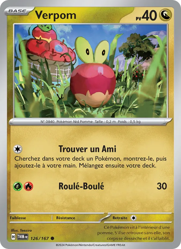 Carte Pokémon Verpom 126/167 de l'extension Mascarade Crépusculaire
