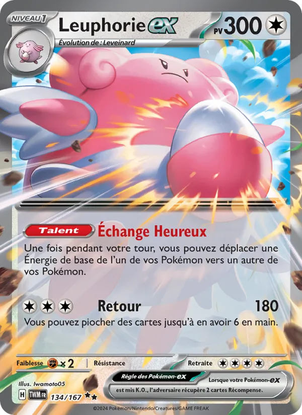 Carte Pokémon Leuphorie-ex 134/167 de l'extension Mascarade Crépusculaire