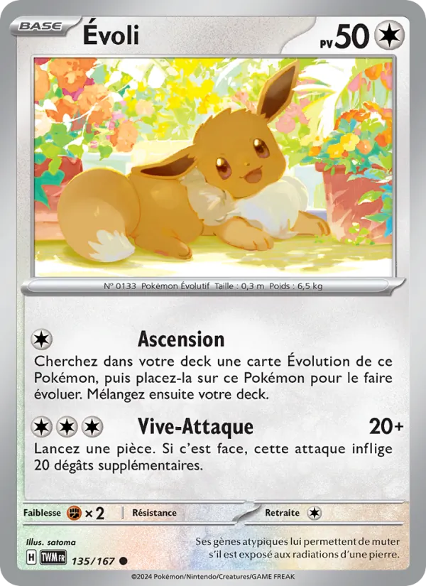 Carte Pokémon Évoli 135/167 de l'extension Mascarade Crépusculaire
