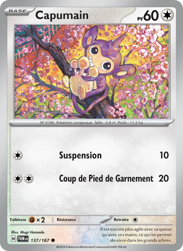 Carte Pokémon Capumain 137/167 de l'extension Mascarade Crépusculaire