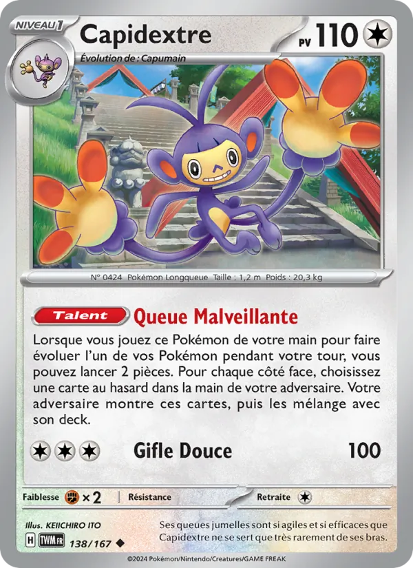 Carte Pokémon Capidextre 138/167 de l'extension Mascarade Crépusculaire