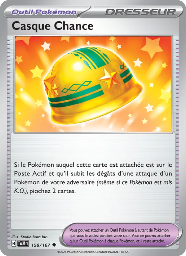 Carte Pokémon Casque Chance 158/167 de l'extension Mascarade Crépusculaire