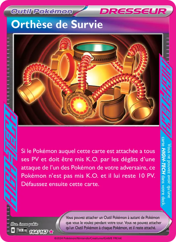 Carte Pokémon Orthèse de Survie 164/167 de l'extension Mascarade Crépusculaire