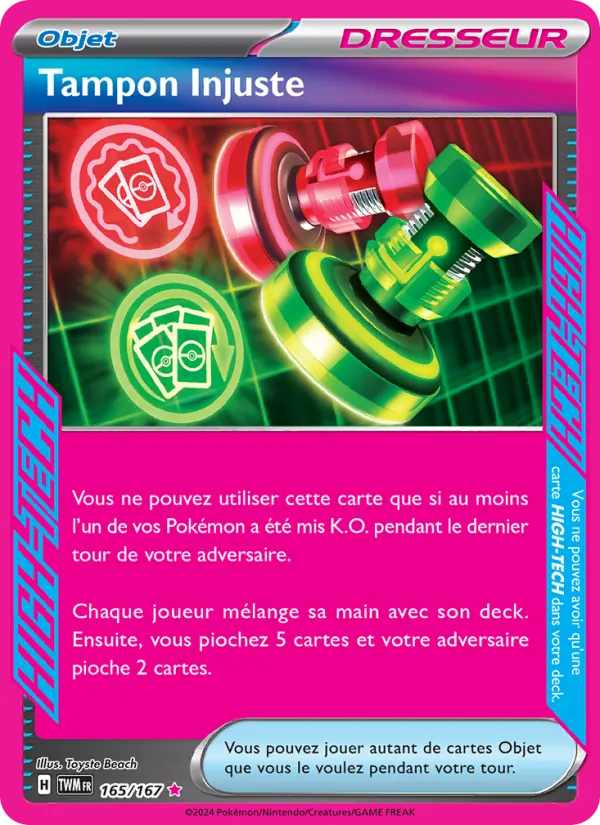 Carte Pokémon Tampon Injuste 165/167 de l'extension Mascarade Crépusculaire