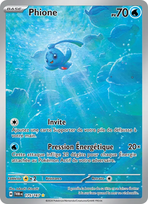 Carte Pokémon Phione 175/167 de l'extension Mascarade Crépusculaire