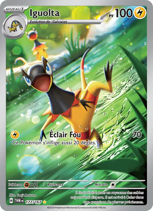 Carte Pokémon Iguolta 177/167 de l'extension Mascarade Crépusculaire