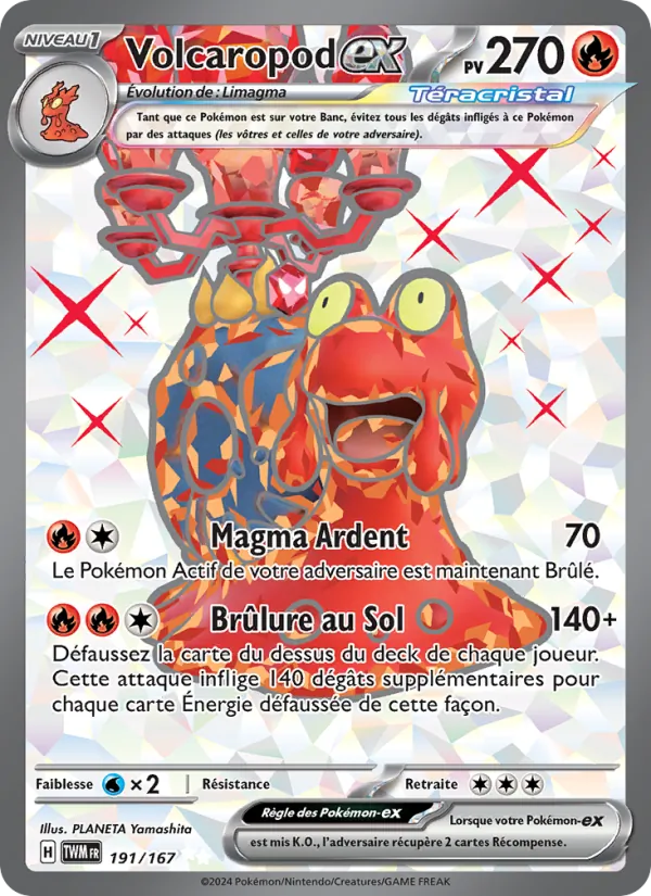 Carte Pokémon Volcaropod-ex 191/167 de l'extension Mascarade Crépusculaire