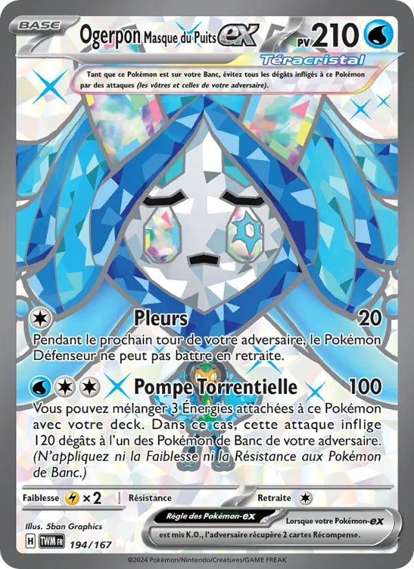 Carte Pokémon Ogerpon Masque du Puits-ex 194/167 de l'extension Mascarade Crépusculaire
