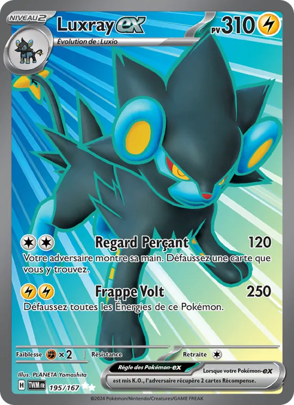 Carte Pokémon Luxray-ex 195/167 de l'extension Mascarade Crépusculaire