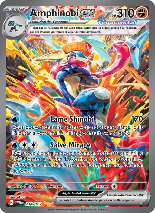 Carte Pokémon Amphinobi-ex 214/167 de l'extension Mascarade Crépusculaire