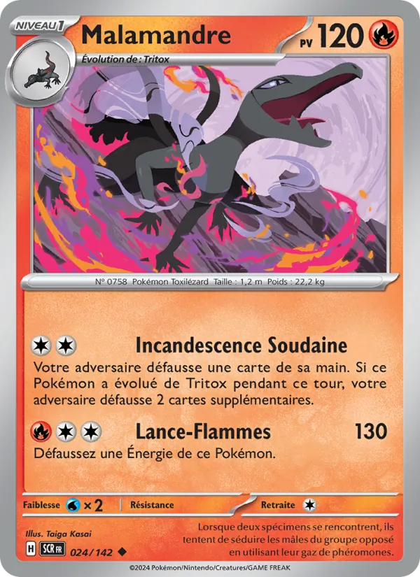 Carte Pokémon Malamandre 024/142 de l'extension Couronne Stellaire