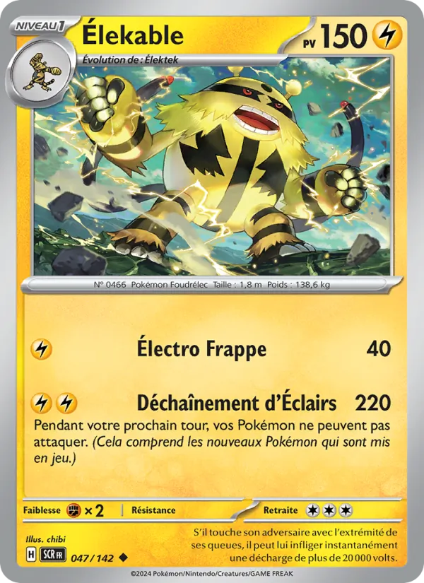 Carte Pokémon Élekable 047/142 de l'extension Couronne Stellaire