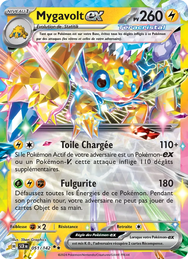 Carte Pokémon Mygavolt-ex 051/142 de l'extension Couronne Stellaire