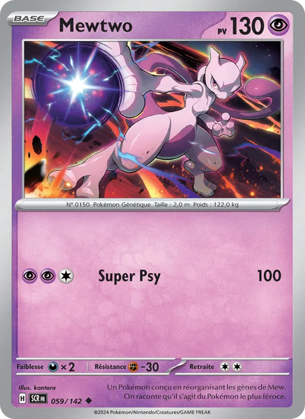 Carte Pokémon Mewtwo 059/142 de l'extension Couronne Stellaire