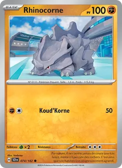 Carte Pokémon Rhinocorne 074 — Couronne Stellaire