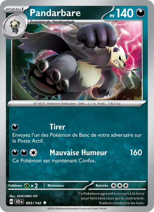 Carte Pokémon Pandarbare 093/142 de l'extension Couronne Stellaire