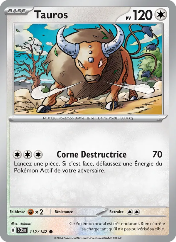 Carte Pokémon Tauros 112/142 de l'extension Couronne Stellaire