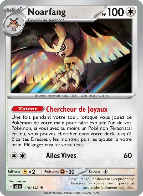 Carte Pokémon Noarfang 115/142 de l'extension Couronne Stellaire