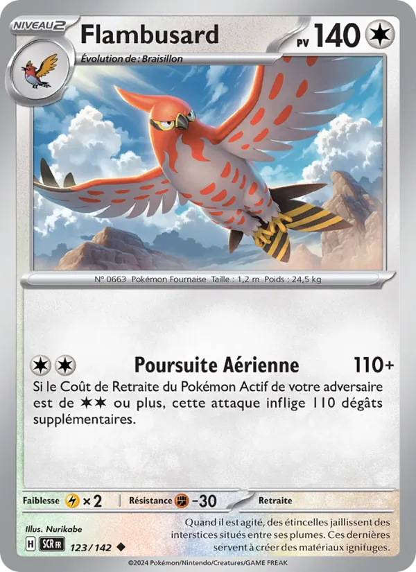 Carte Pokémon Flambusard 123/142 de l'extension Couronne Stellaire
