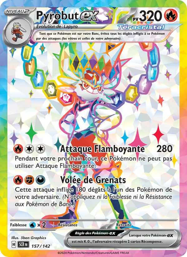 Carte Pokémon Pyrobut-ex 157/142 de l'extension Couronne Stellaire