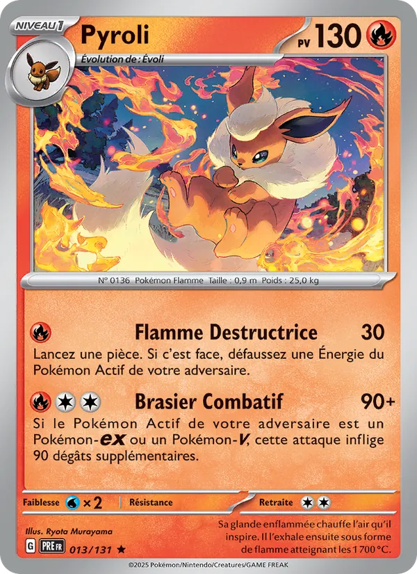 Carte Pokémon Pyroli 013/131 de l'extension Évolutions Prismatiques