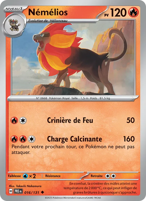 Carte Pokémon Némélios 016/131 de l'extension Évolutions Prismatiques