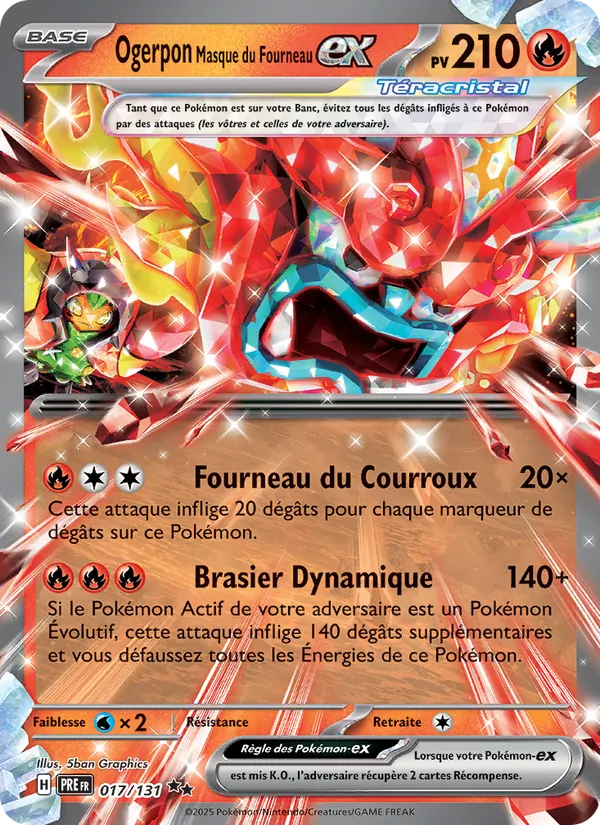 Carte Pokémon Ogerpon Masque du Fourneau-ex 017/131 de l'extension Évolutions Prismatiques