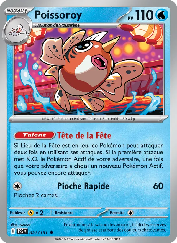 Carte Pokémon Poissoroy 021/131 de l'extension Évolutions Prismatiques