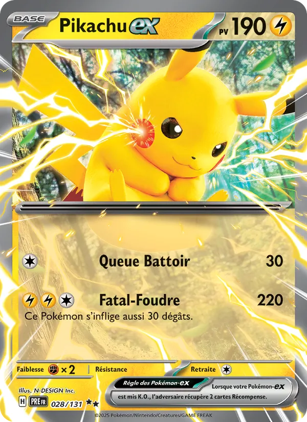 Carte Pokémon Pikachu-ex 028/131 de l'extension Évolutions Prismatiques