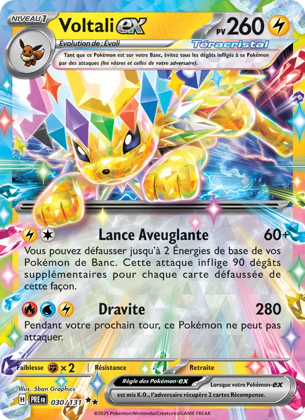 Carte Pokémon Voltali-ex 030/131 de l'extension Évolutions Prismatiques