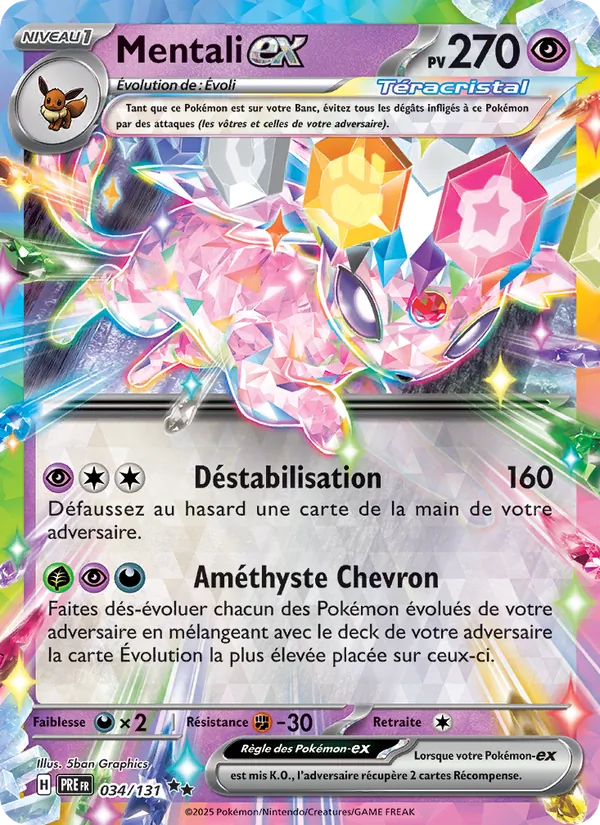 Carte Pokémon Mentali-ex 034/131 de l'extension Évolutions Prismatiques