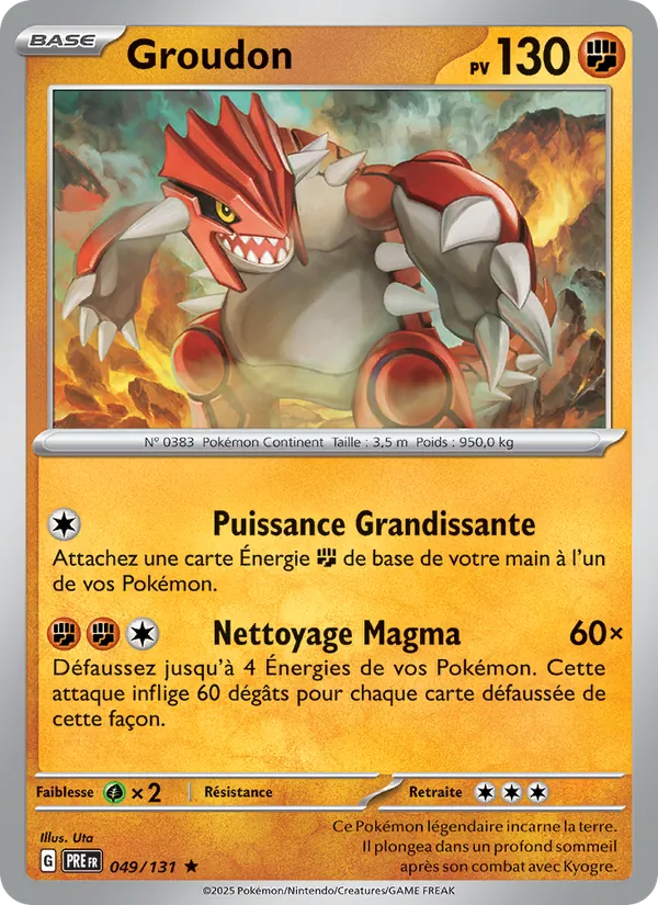 Carte Pokémon Groudon 049/131 de l'extension Évolutions Prismatiques