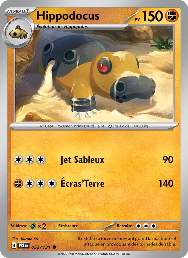 Carte Pokémon Hippodocus 053/131 de l'extension Évolutions Prismatiques