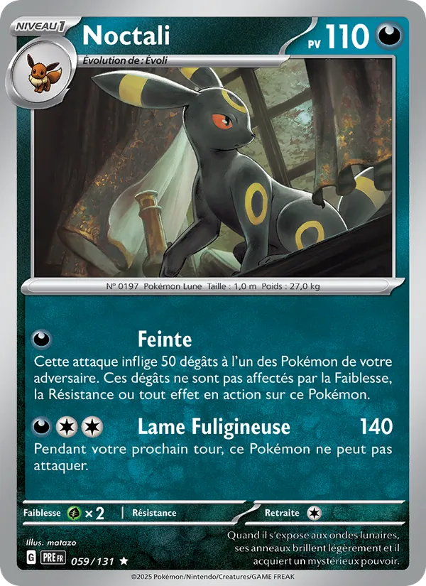 Carte Pokémon Noctali 059/131 de l'extension Évolutions Prismatiques