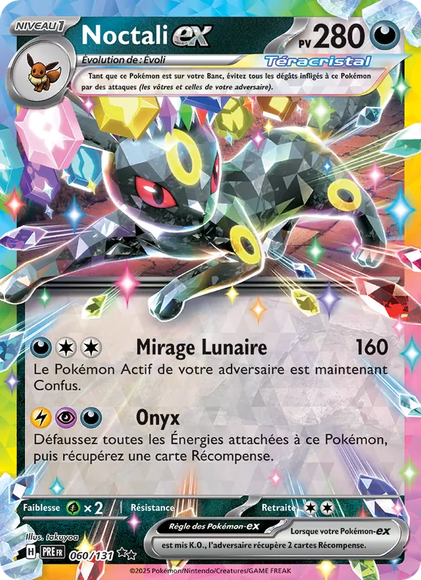 Carte Pokémon Noctali-ex 060/131 de l'extension Évolutions Prismatiques