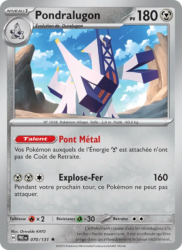 Carte Pokémon Pondralugon 070/131 de l'extension Évolutions Prismatiques