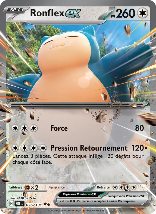 Carte Pokémon Ronflex-ex 076/131 de l'extension Évolutions Prismatiques