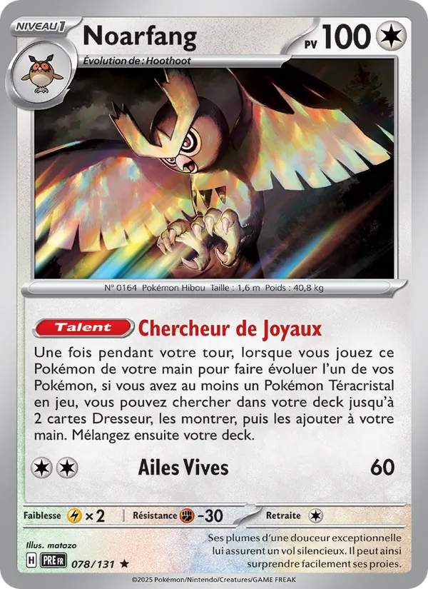 Carte Pokémon Noarfang 078/131 de l'extension Évolutions Prismatiques