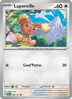 Carte Pokémon Laporeille 083