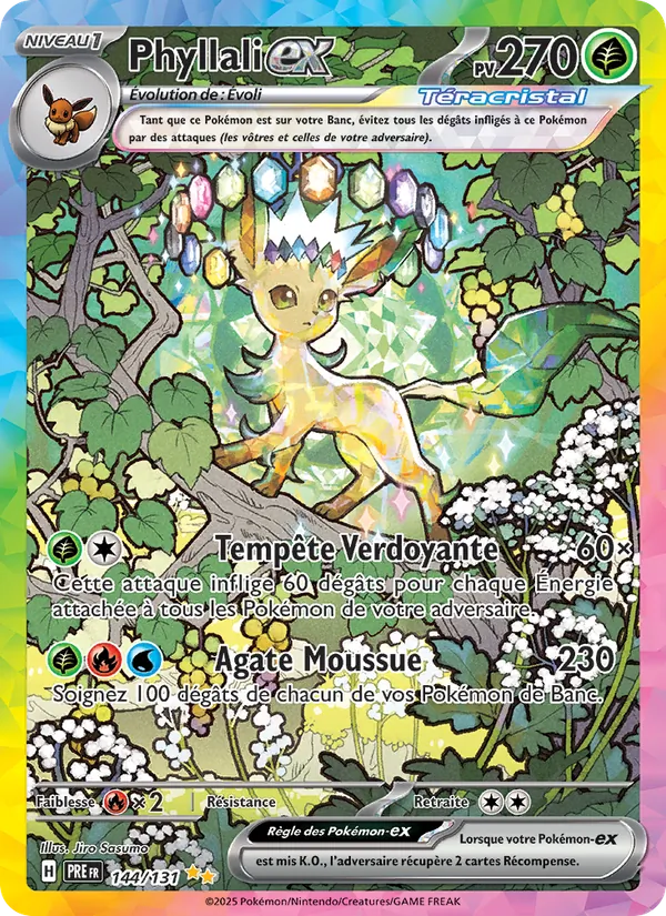 Carte Pokémon Phyllali-ex 144/131 de l'extension Évolutions Prismatiques