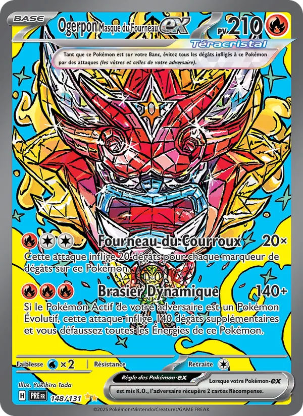 Carte Pokémon Ogerpon Masque du Fourneau-ex 148/131 de l'extension Évolutions Prismatiques