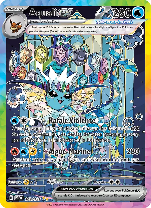Carte Pokémon Aquali-ex 149/131 de l'extension Évolutions Prismatiques