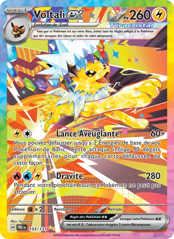 Carte Pokémon Voltali-ex 153/131 de l'extension Évolutions Prismatiques