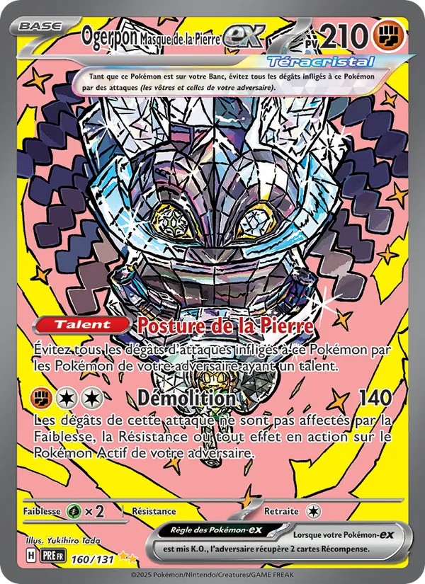 Carte Pokémon Ogerpon Masque de la Pierre-ex 160/131 de l'extension Évolutions Prismatiques