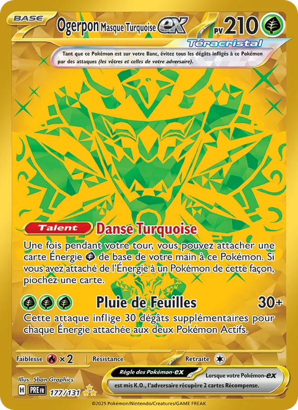 Carte Pokémon Ogerpon Masque Turquoise-ex 177/131 de l'extension Évolutions Prismatiques