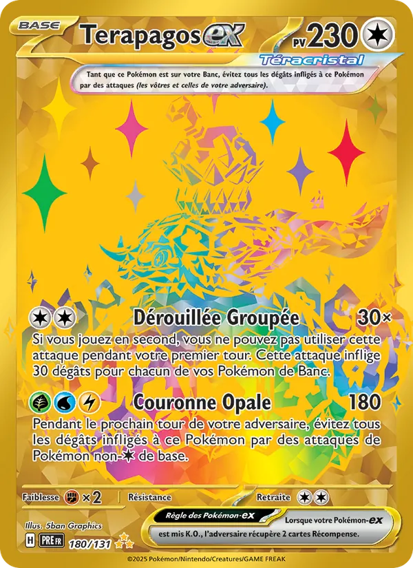 Carte Pokémon Terapagos-ex 180/131 de l'extension Évolutions Prismatiques