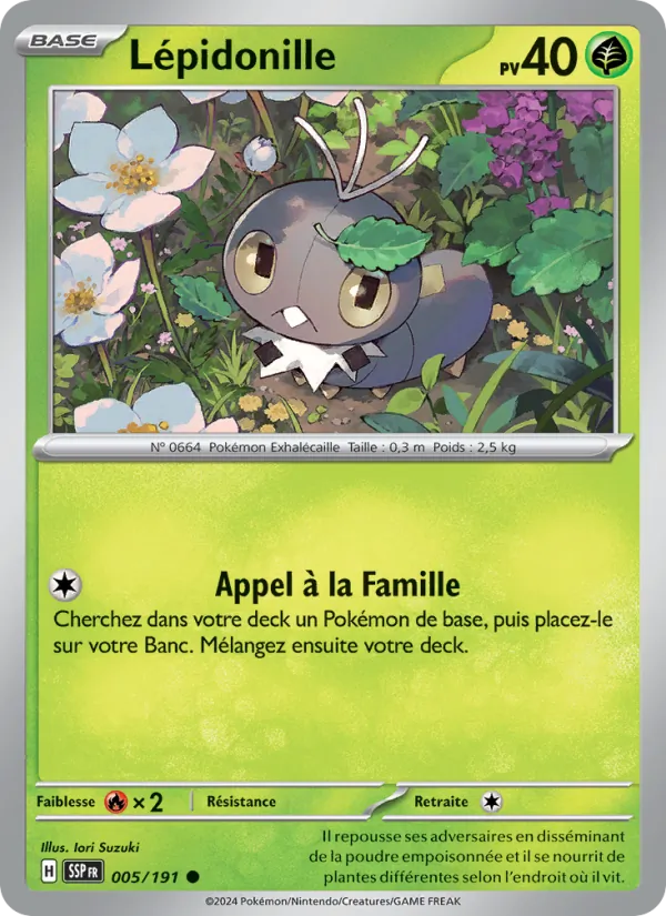Carte Pokémon Lépidonille 005/191 de l'extension Étincelles Déferlantes